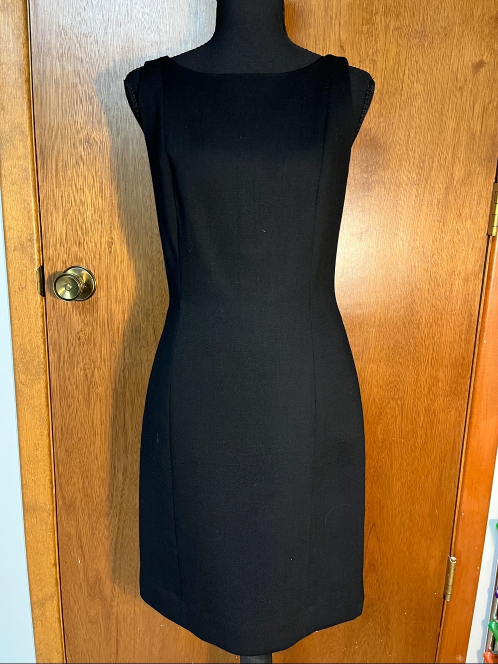 Ann Taylor Black Sleeveless Sheath Dress.